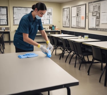 A team member discussing a customized cleaning program with a client.
