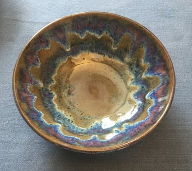 8 Inch Blue Tan Layered Bowl