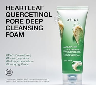 ANUA Heartleaf Quercetinol Pore Deep Cleansing Foam, Facial Cleanser, for Double Cleansing, BHA,