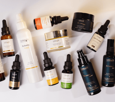 Variedad de productos de cosmética natural - Sublime Oils Phytocosmetics