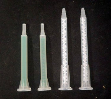 Helical mixers with different lengths, different diameters, inlet connections with FLAT bell, differ