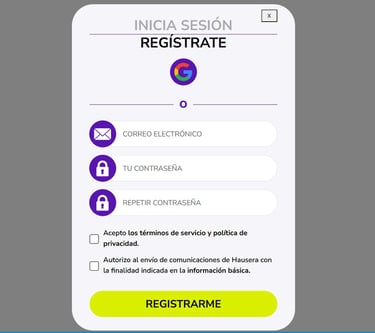 Proceso de alta y registro en hausera