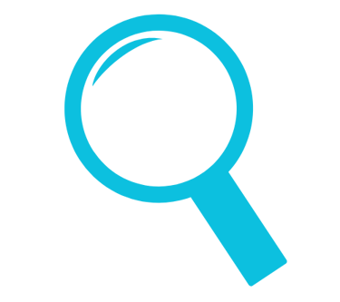 Ícono azul de lupa que simboliza la búsqueda de transparencia en las finanzas descentralizadas.