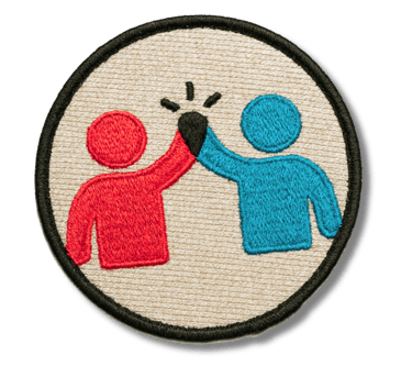 a patchwork of a man giving a fist bump bump bump