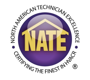 North American Technician Excellence NATE certification logo for HVACR service professionals.