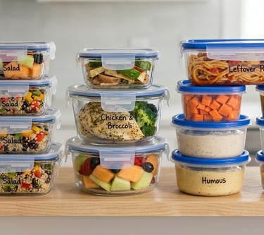 Food in airtight containers. 