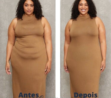 antes e depois bermuda modeladora plus size efeito na barriga e cintura