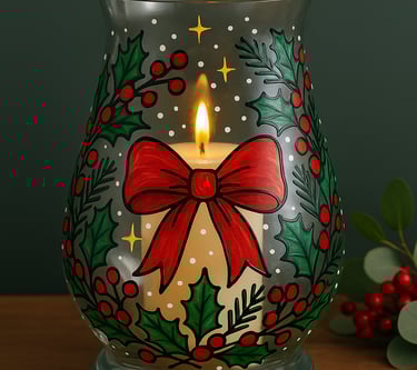 Glass painted centrepiece Christmas Workshop Lincoln