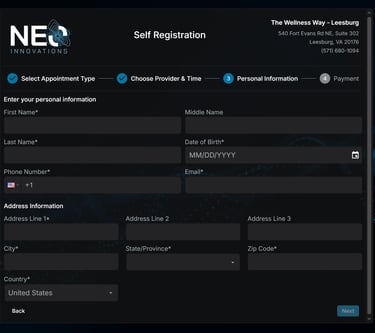 Self registration inputting information