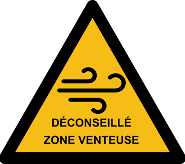 déconseillé zone venteuse