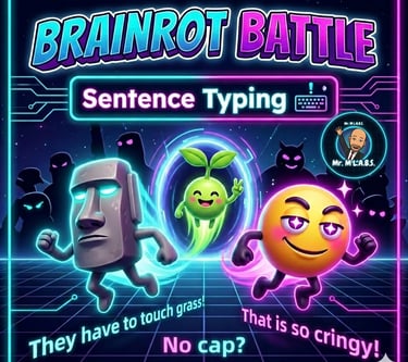 Brainrot Battle sentence typing computer lab activity for upper elementary students.