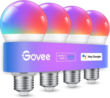 a group of three light bulbs with a colorful light bulb