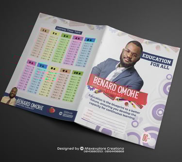 a designed and printed exercise book