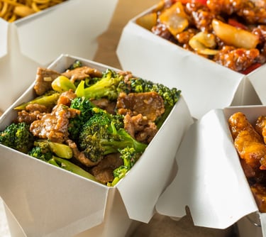 a variety of chinese food items