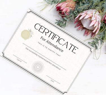 Custom printed Certificates of Attendance