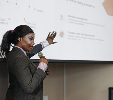 woman giving a presentation