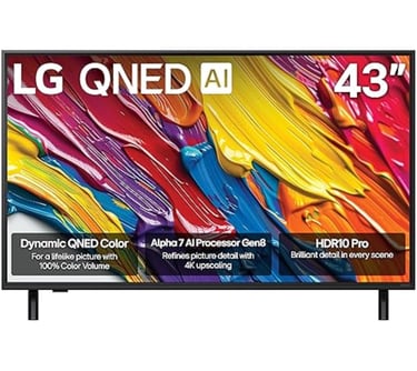 LG QNED AI QNED84 Smart TV showing 4K Ultra HD image with Quantum Dot and NanoCell technology for en
