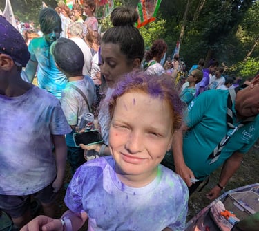A young scout at a colour run