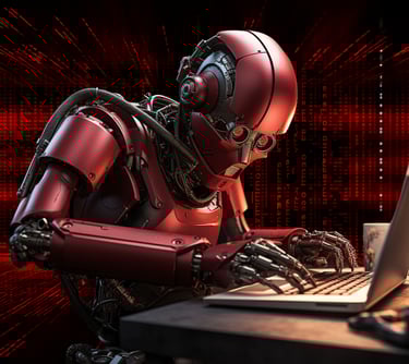 red-robot-matrix-background