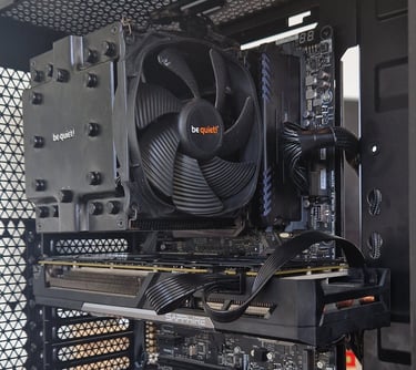 computer with gpu motherboard ram and cpu cooler, cardigan, wales, uk