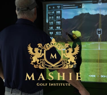 man getting golf lessons at the Mashie Golf Institute 
