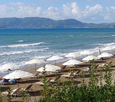 Crystal Beach, Kalamaki, ideal for swimming for its shallow waters and sand, part of Marine park, closest to Villa Olga 