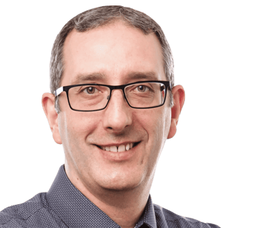 Laurin Maurais, Agent, MortgageWell Ontario, wearing glasses, a grey dress shirt, and glasses