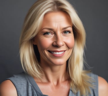 woman in black blazer with brown hair