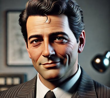 A character portrait of Dominic Costello, a Sicilian mathematician in his mid-50s