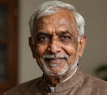 A professional portrait of a senior South Asian / Indian man with an air of authority and warmth, representing the legacy of a business established in 1973.