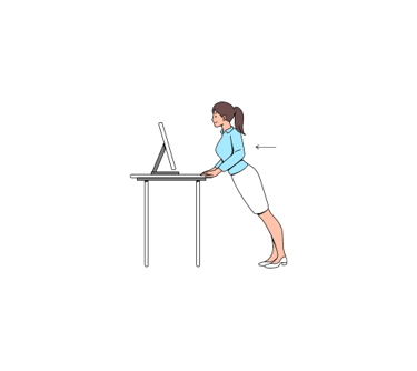 graphic of woman pressing off desk