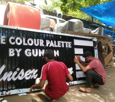 working on acp sign board