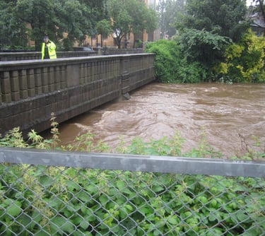 High water on Water of Leith at Roseburn