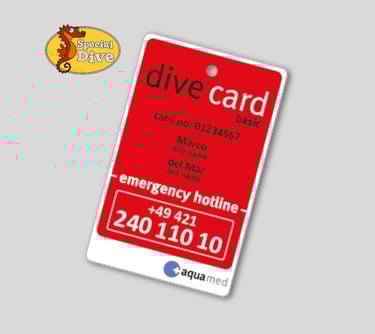 a red and white id card with a red tag tag on it
