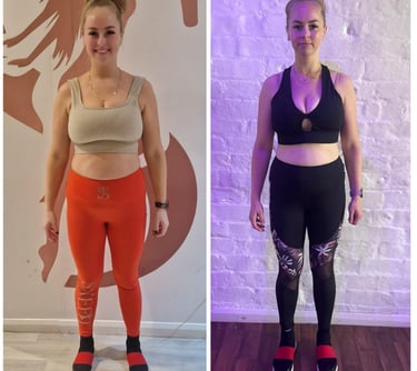 a woman in a sports bra top and a woman in a sports bra top