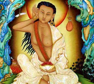 Picture of a Tibetan Buddha listening for ideas and thoughts