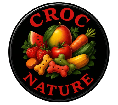 a croc nature logo with fruits and vegetables