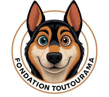 a dog with a dog in a circle with the words foundation for the foundation of