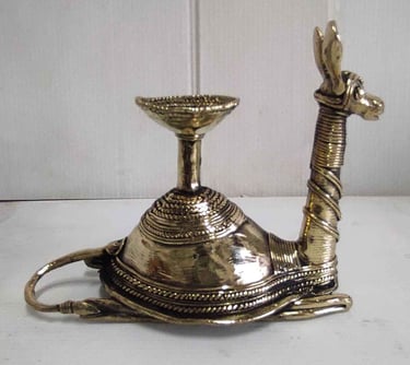 "Brass camel figurine featuring traditional tribal lamp holder design-for international trade"