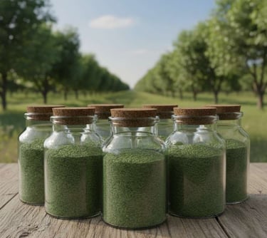 “Close-up view of bright green neem leaf powder highlighting fine texture and purity”