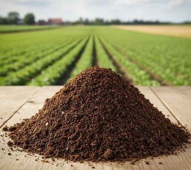 “Vermicompost being applied to soil for farming and gardening use”