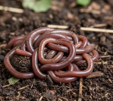 “Close-up view showing healthy worms inside nutrient-rich vermicompost”