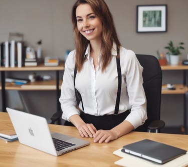 woman in black blazer with brown hair