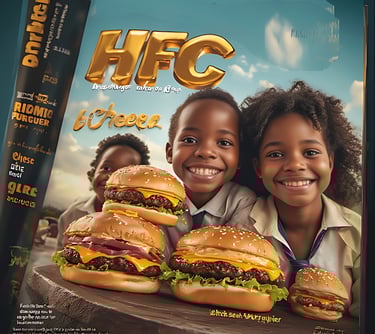 grupo de garotos posando para uma foto com hamburgueres.