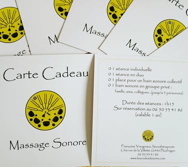 Photos des cartes cadeaux massages sonores