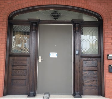 American Painting Specialist Fort Wayne, Indiana Entrance wood trims, renewed!