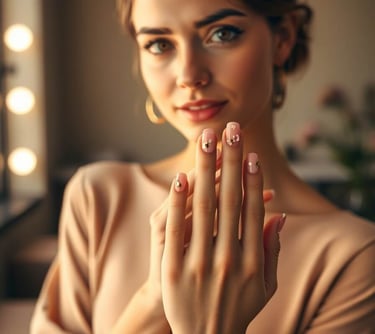Unhas decoradas rosa com dourado