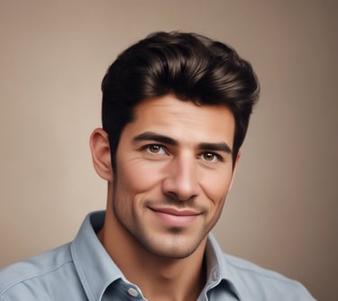 man standing near white wall
