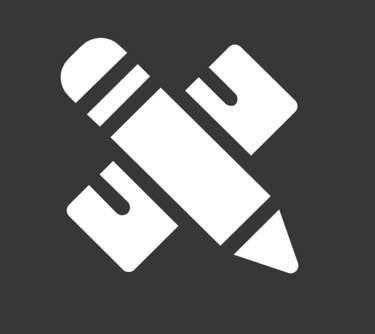 Designs section indicated by a pencil and ruler on a black background
