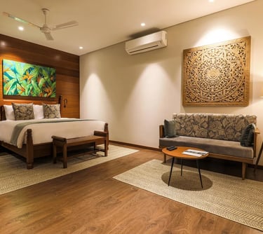 The accommodation provides spacious, well-equipped rooms with private pools and excellent service. 